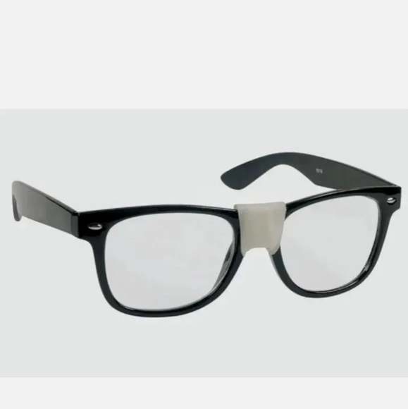 New Halloween Costume Nerd Dork Geek Glasses Black Suspenders Red Bow Tie - Picture 5 of 6